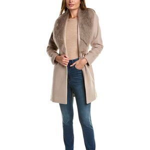 NEW! Sophia Cashmere Toscana Shawl Collar Wool-Blend Coat SIZE 2 Stone